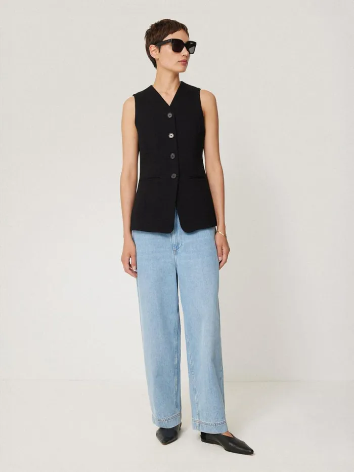 Jigsaw Crepe Ponte Jersey Waistcoat Black Women Shirts and Tops