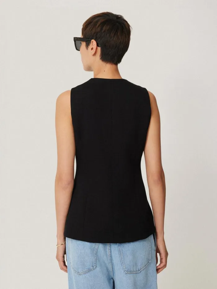 Jigsaw Crepe Ponte Jersey Waistcoat Black Women Shirts and Tops