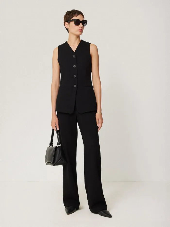 Jigsaw Crepe Ponte Jersey Waistcoat Black Women Shirts and Tops