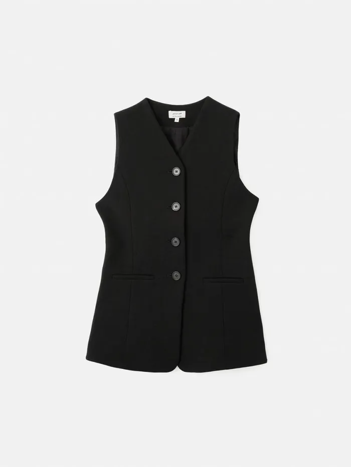 Jigsaw Crepe Ponte Jersey Waistcoat Black Women Shirts and Tops