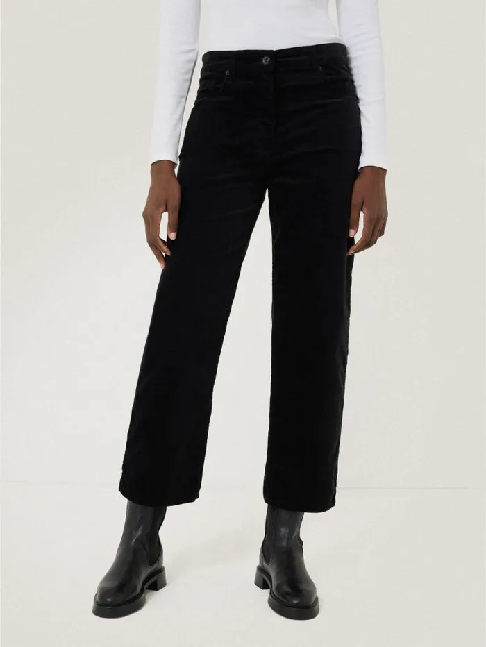 Jigsaw Delmont Velvet Tapered Jean Black Women Trousers