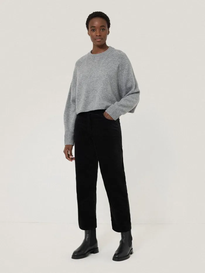 Jigsaw Delmont Velvet Tapered Jean Black Women Trousers
