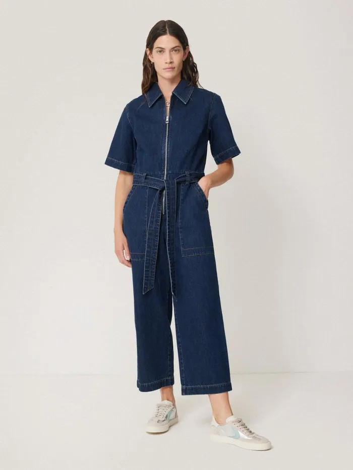 Jigsaw Denim Zip Front Jumpsuit Indigo Women Dresses and Jumpsuits