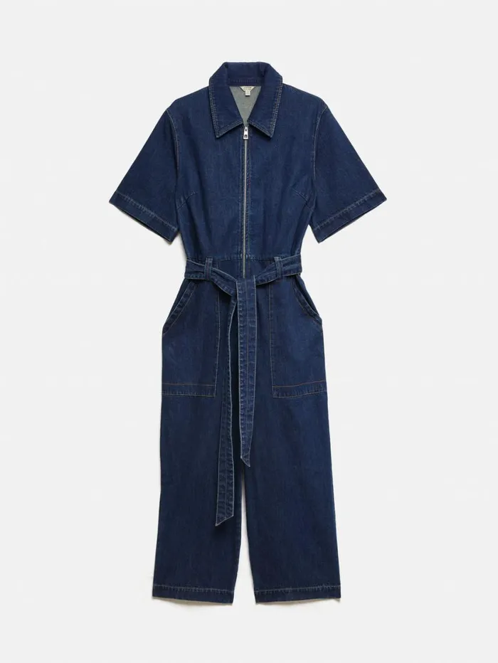 Jigsaw Denim Zip Front Jumpsuit Indigo Women Dresses and Jumpsuits