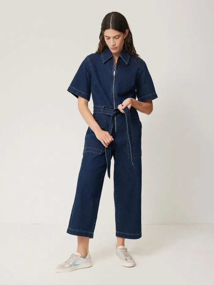 Jigsaw Denim Zip Front Jumpsuit Indigo Women Dresses and Jumpsuits
