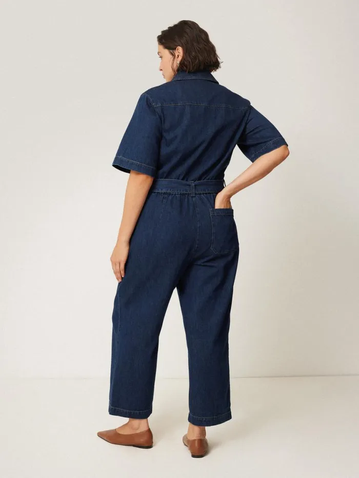 Jigsaw Denim Zip Front Jumpsuit Indigo Women Dresses and Jumpsuits