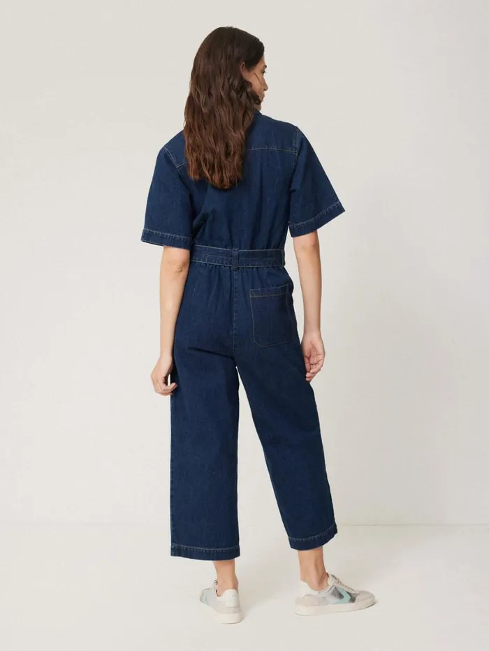 Jigsaw Denim Zip Front Jumpsuit Indigo Women Dresses and Jumpsuits