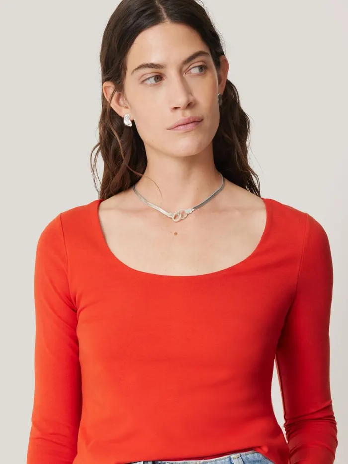 Jigsaw Double Front Ballet Neck Top Spice Orange Women Pyjamas and Loungewear