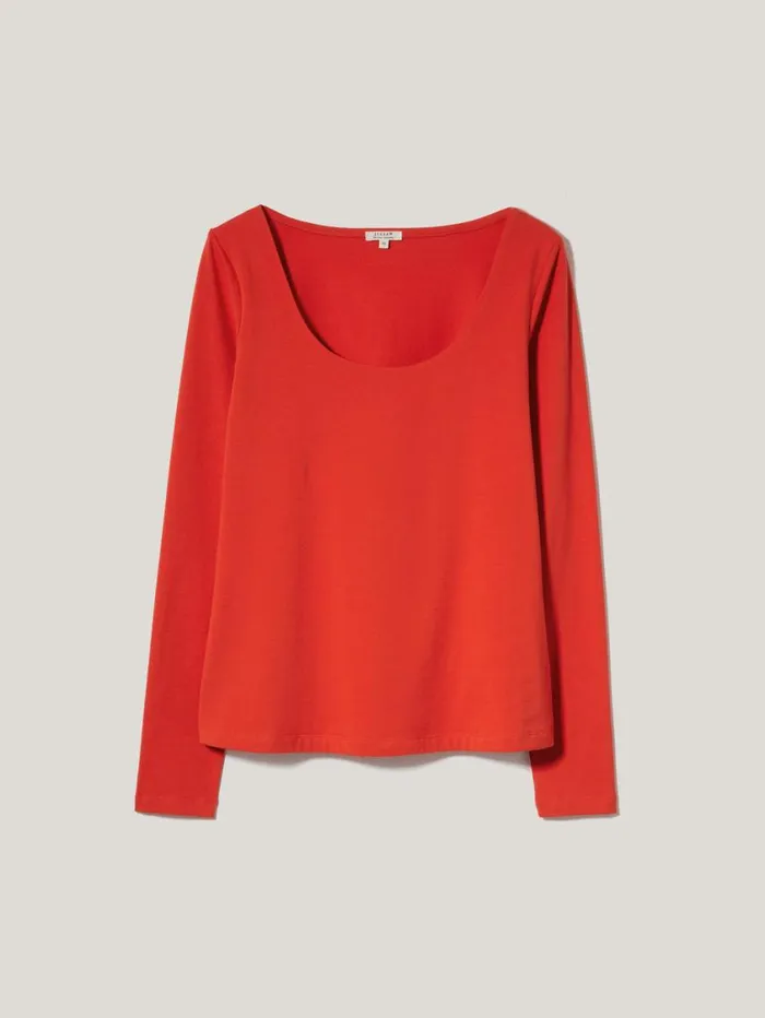 Jigsaw Double Front Ballet Neck Top Spice Orange Women Pyjamas and Loungewear