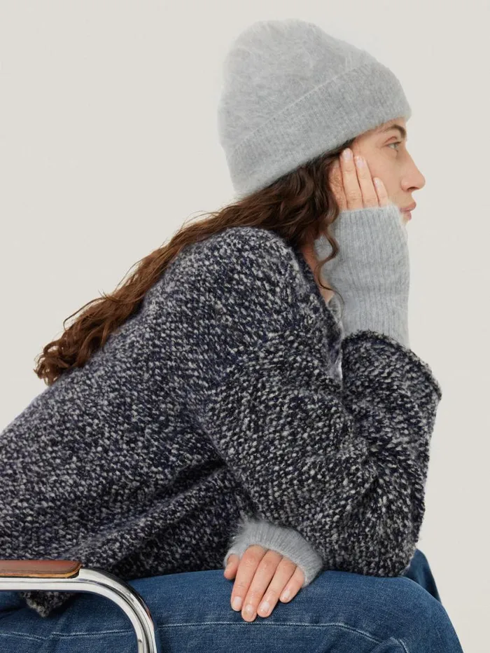 Jigsaw Halo Cashmere Beanie Grey Women Knitwear and Cashmere