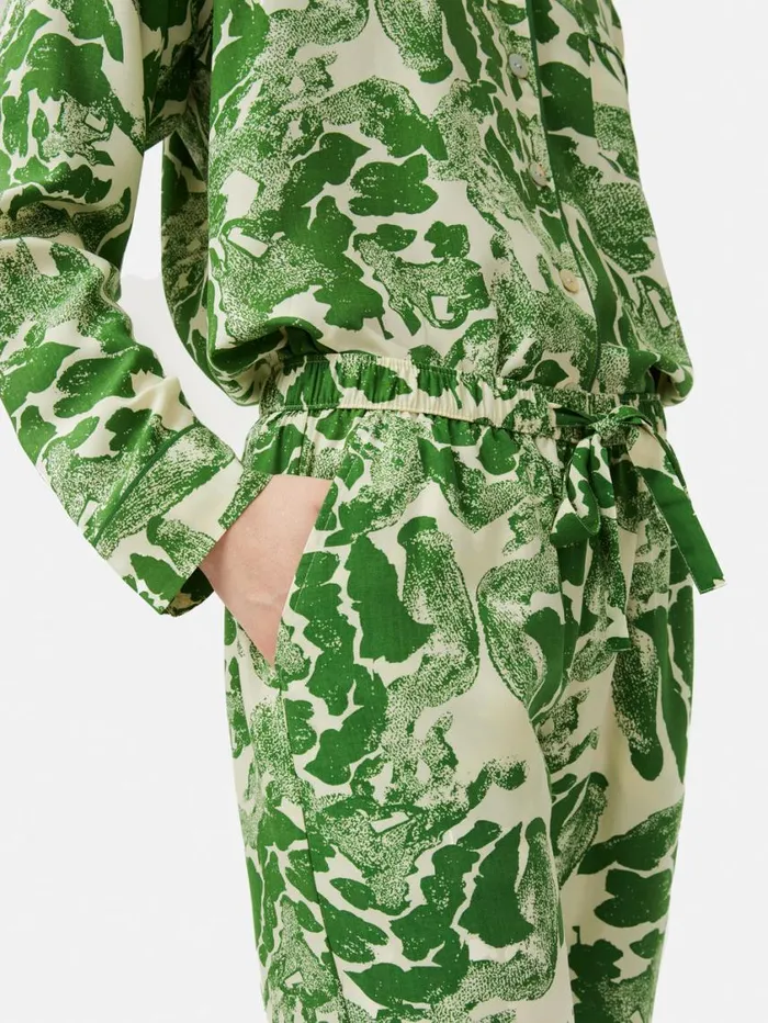 Jigsaw Ink Wave Modal Pyjama Green Women Pyjamas and Loungewear