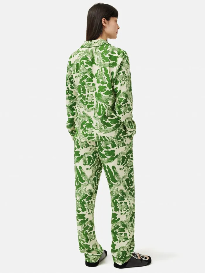 Jigsaw Ink Wave Modal Pyjama Green Women Pyjamas and Loungewear