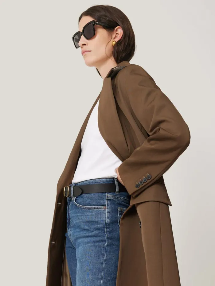 Jigsaw Italian Twill Oversized Coat Brown Women Coats and Jackets