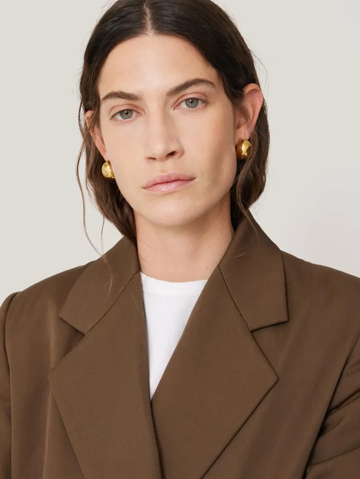 Jigsaw Italian Twill Oversized Coat Brown Women Coats and Jackets