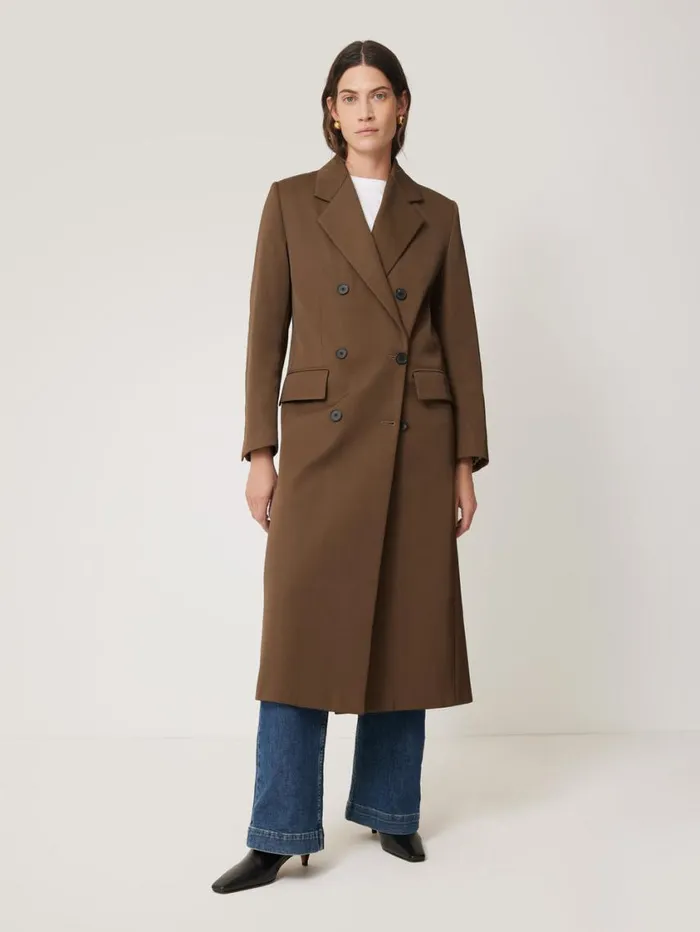 Jigsaw Italian Twill Oversized Coat Brown Women Coats and Jackets