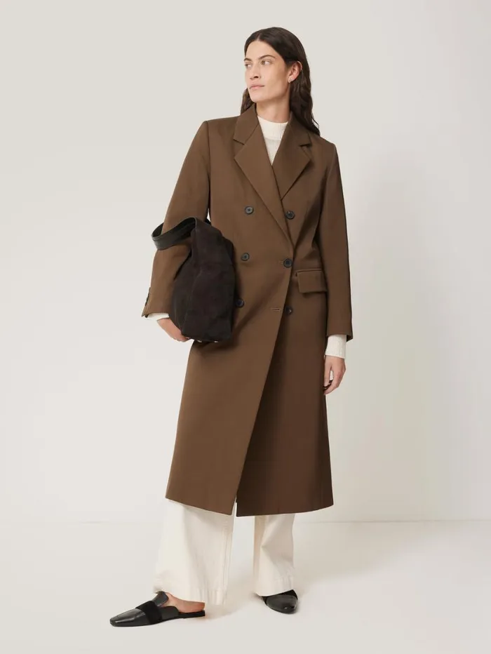 Jigsaw Italian Twill Oversized Coat Brown Women Coats and Jackets
