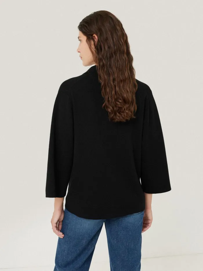 Jigsaw Knitted Kaftan Top Black Women Shirts and Tops