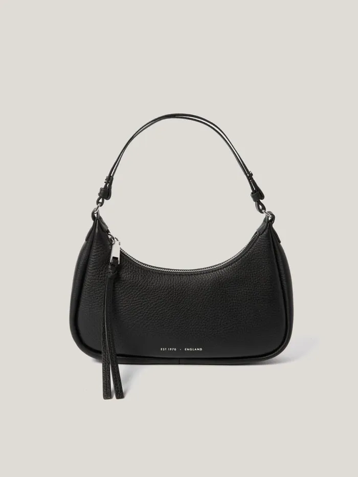 Jigsaw Leather Crescent Shoulder Bag Black Women Leather