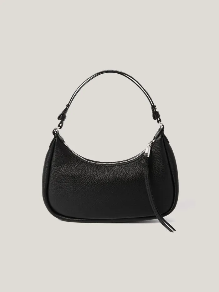 Jigsaw Leather Crescent Shoulder Bag Black Women Leather