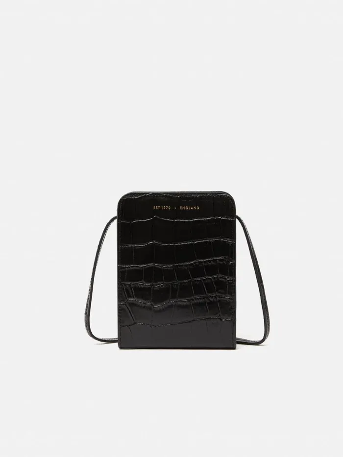 Jigsaw Leather Crossbody Phone Bag Black Women Leather
