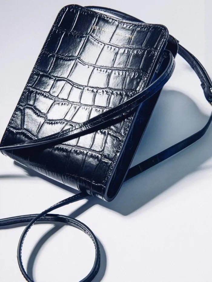Jigsaw Leather Crossbody Phone Bag Black Women Leather