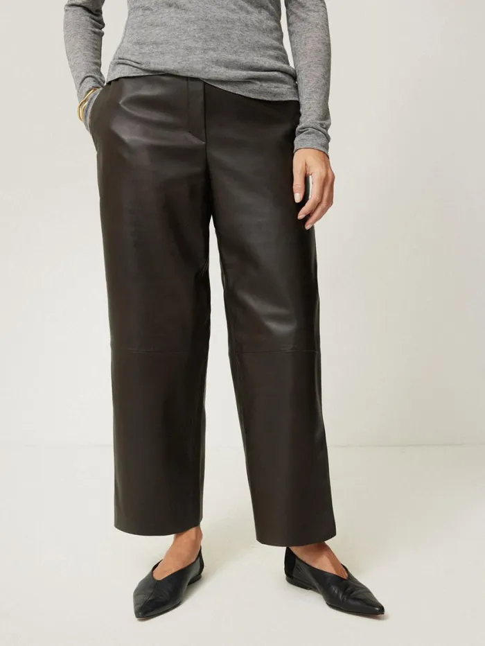 Jigsaw Leather Flat Front Trouser Dark Olive Women Coords