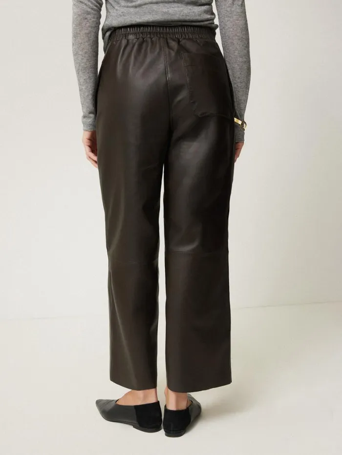Jigsaw Leather Flat Front Trouser Dark Olive Women Coords