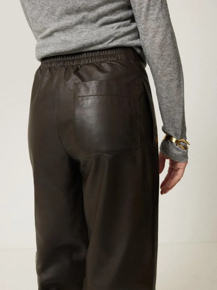 Jigsaw Leather Flat Front Trouser Dark Olive Women Coords
