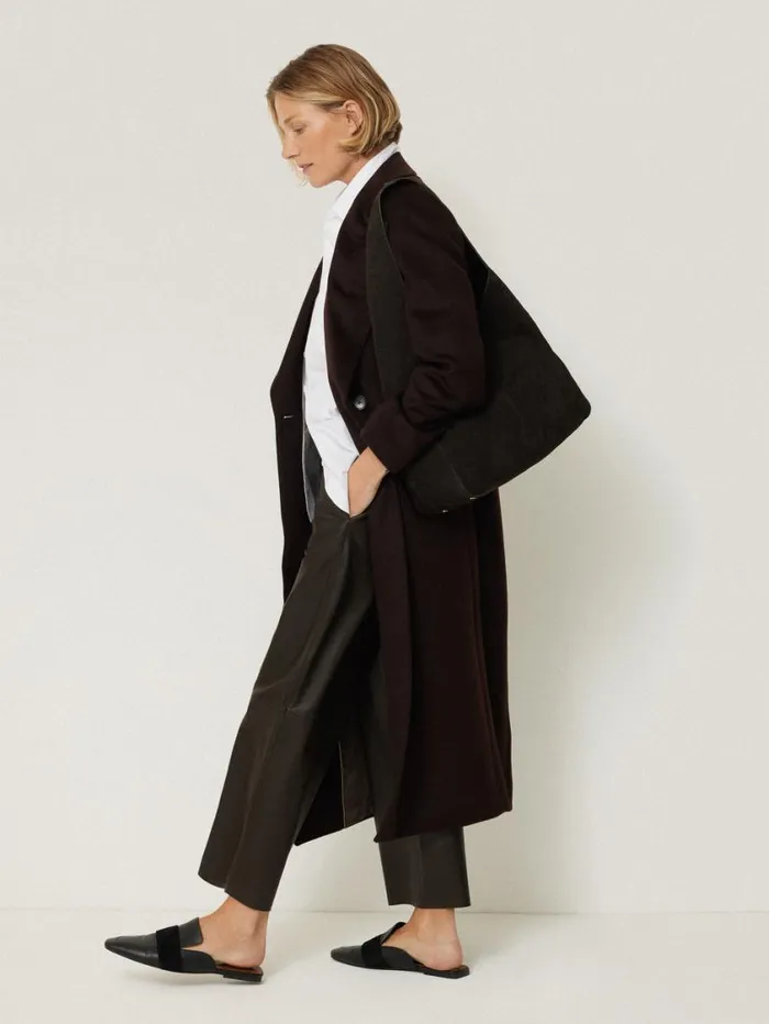 Jigsaw Leather Flat Front Trouser Dark Olive Women Coords