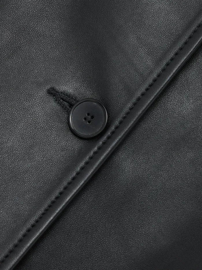 Jigsaw Leather Tailored Blazer Black Women Coats and Jackets