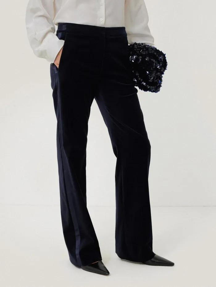 Jigsaw Mason Velvet Trouser Navy Women Coords