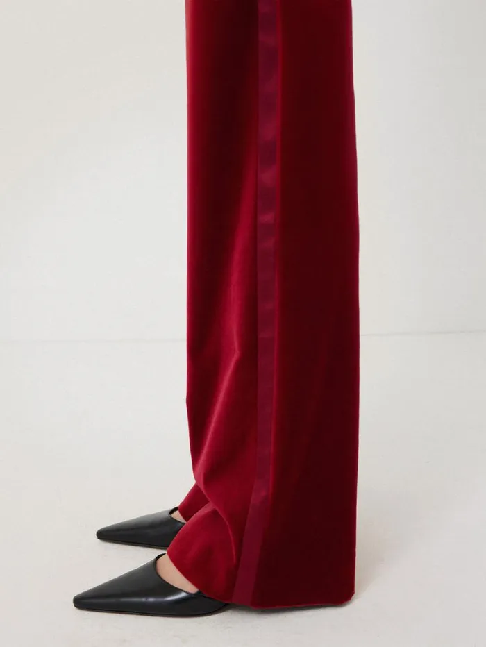 Jigsaw Mason Velvet Trouser Red Women Party
