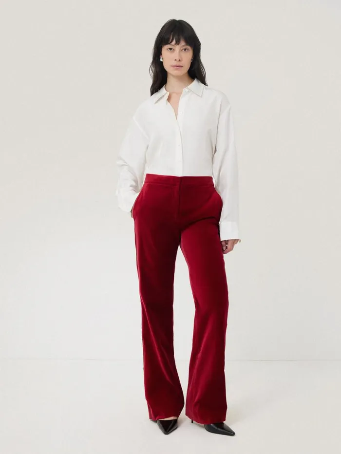 Jigsaw Mason Velvet Trouser Red Women Party