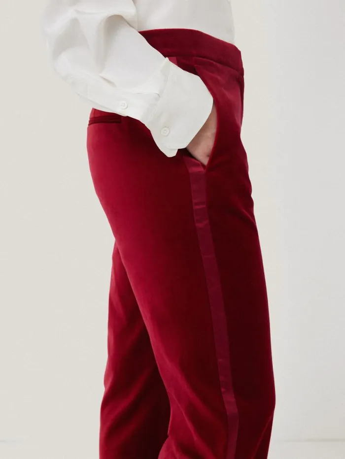Jigsaw Mason Velvet Trouser Red Women Party