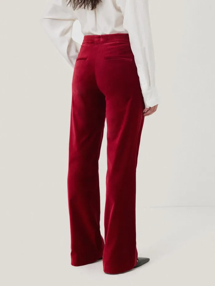 Jigsaw Mason Velvet Trouser Red Women Party