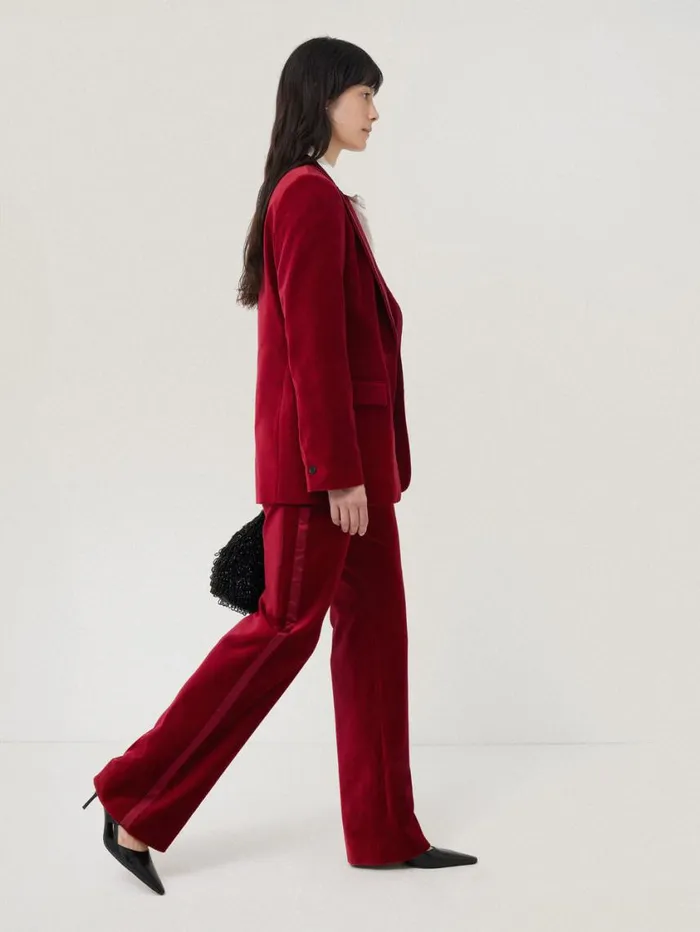 Jigsaw Mason Velvet Trouser Red Women Party