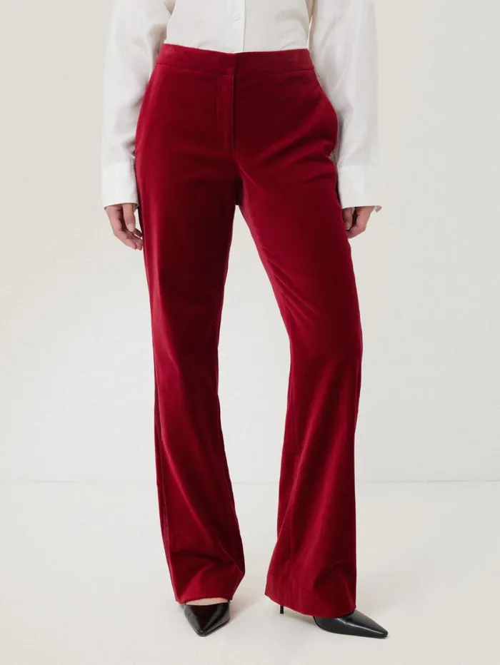 Jigsaw Mason Velvet Trouser Red Women Suits and Tailoring