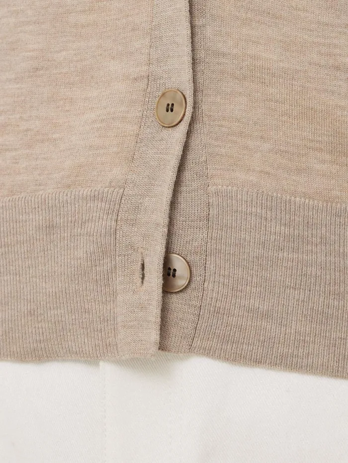 Jigsaw Merino Double Front Cardigan Stone Women Knitwear and Cashmere