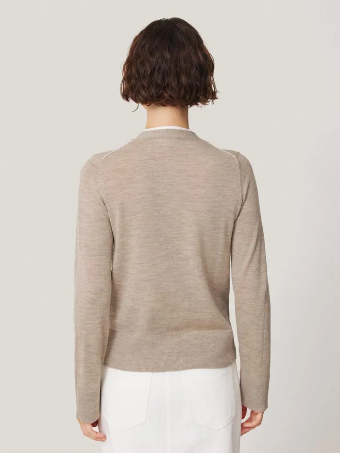 Jigsaw Merino Double Front Cardigan Stone Women Knitwear and Cashmere