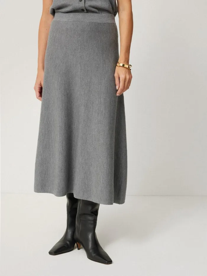 Jigsaw Merino Knitted Aline Skirt Grey Women Knitwear and Cashmere