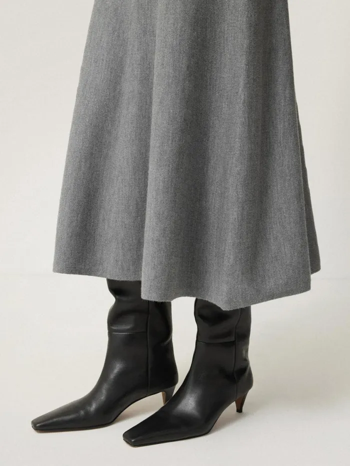 Jigsaw Merino Knitted Aline Skirt Grey Women Knitwear and Cashmere