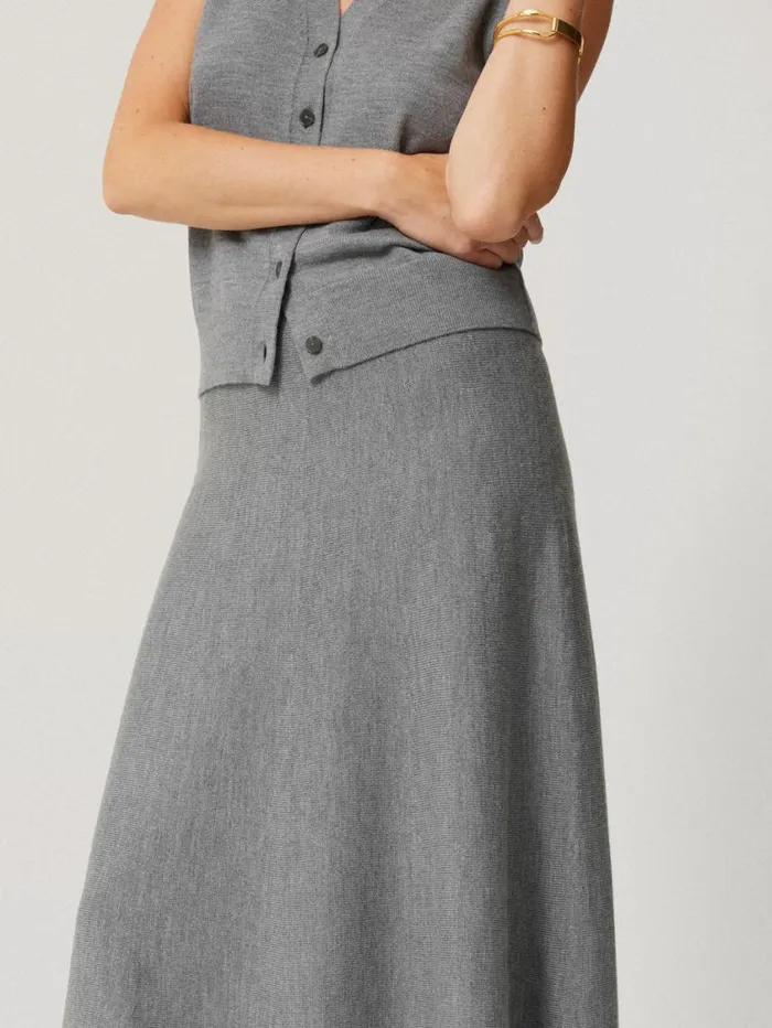 Jigsaw Merino Knitted Aline Skirt Grey Women Knitwear and Cashmere