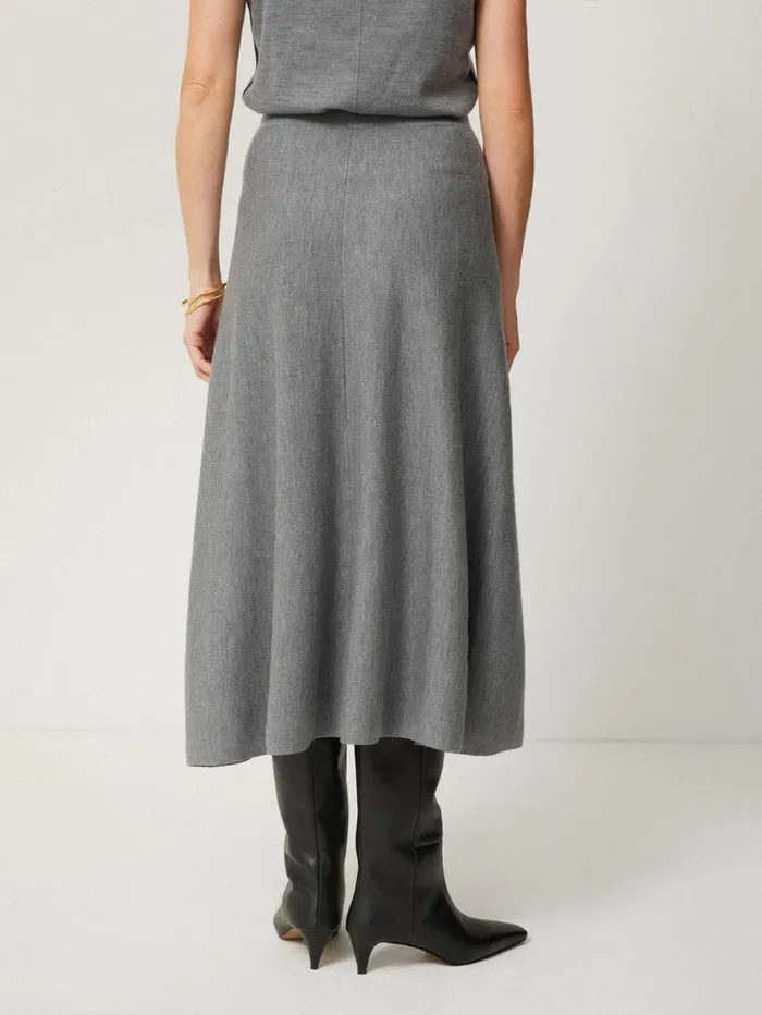 Jigsaw Merino Knitted Aline Skirt Grey Women Knitwear and Cashmere