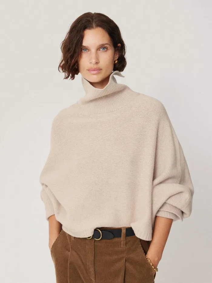 Jigsaw Merino Poncho Jumper Cream Women Knitwear and Cashmere