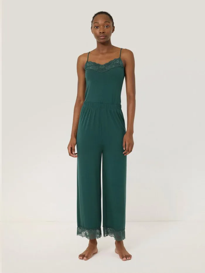 Jigsaw Modal Lace Pyjama Trouser Green Women Pyjamas and Loungewear