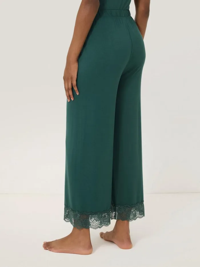 Jigsaw Modal Lace Pyjama Trouser Green Women Pyjamas and Loungewear