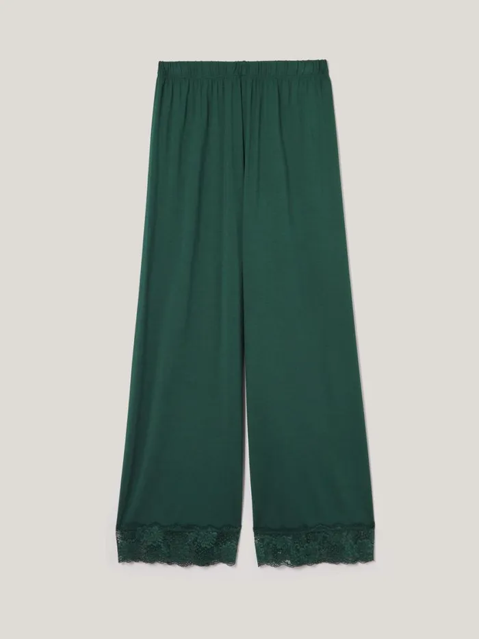 Jigsaw Modal Lace Pyjama Trouser Green Women Pyjamas and Loungewear