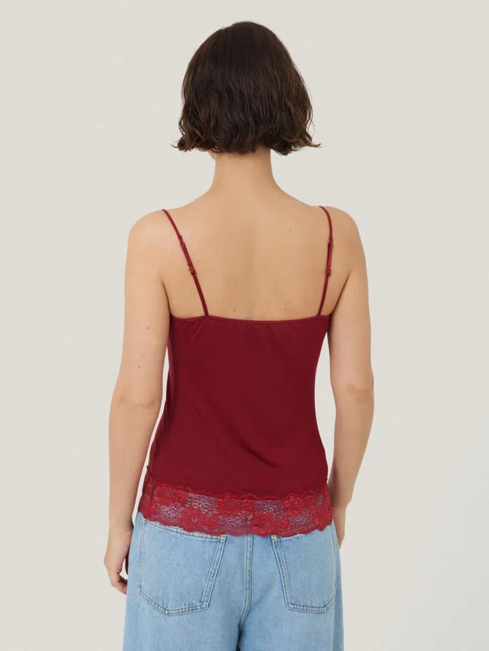 Jigsaw Modal Lace Vest Cinema Red Women Pyjamas and Loungewear