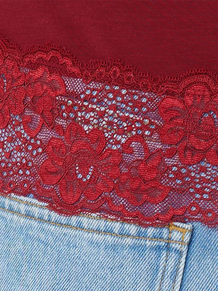 Jigsaw Modal Lace Vest Cinema Red Women Pyjamas and Loungewear
