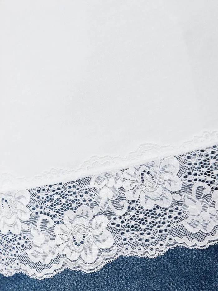 Jigsaw Modal Lace Vest White Women Pyjamas and Loungewear